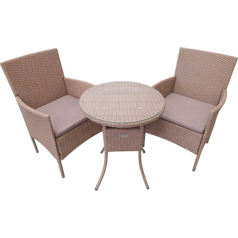 Archie Outdoor Patio Seating Set 2 Chairs and 1 Table Set (Cream)