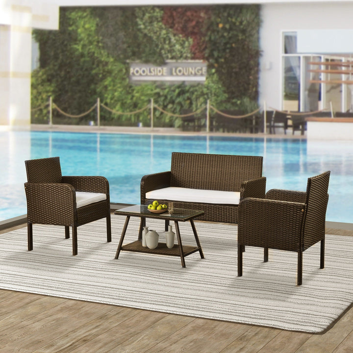 Proulx Outdoor Sofa Set 2 Seater, 2 Single seater and 1 Center Table (Brown)