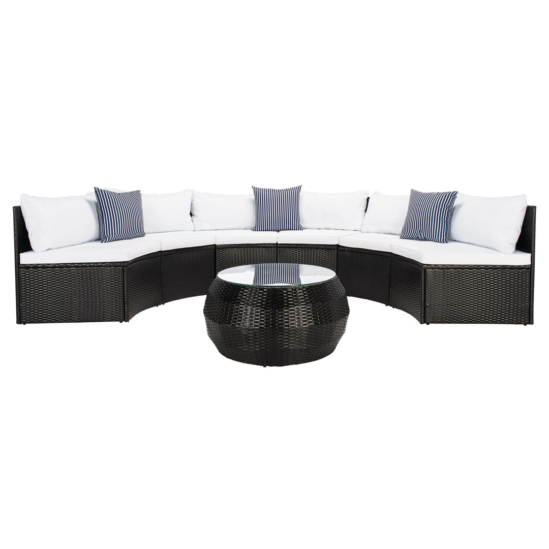 Melchiorre Outdoor Sofa Set 6 Seater and 1 Center Table (Black+white)