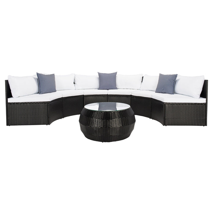 Melchiorre Outdoor Sofa Set 6 Seater and 1 Center Table (Black+white)