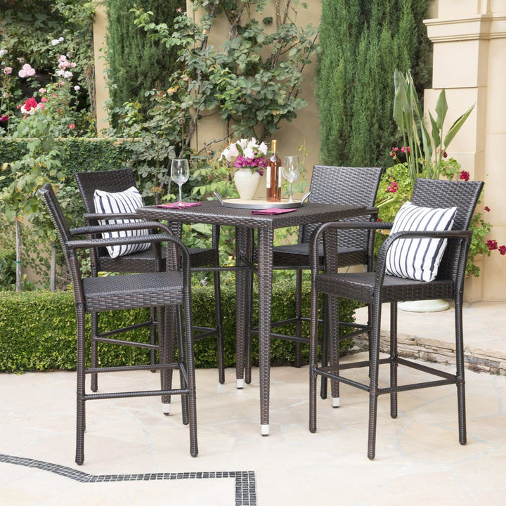 Billy Outdoor Patio Bar Sets 4 Chairs and 1 Table (Brown)