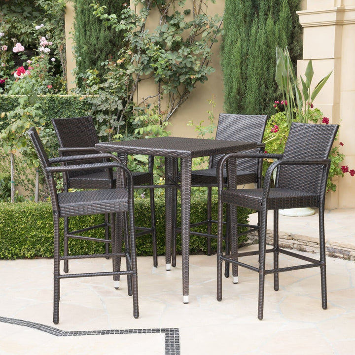 Billy Outdoor Patio Bar Sets 4 Chairs and 1 Table (Brown)