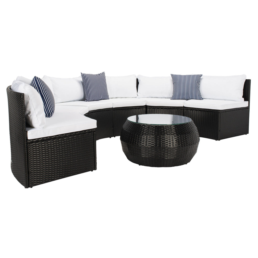 Melchiorre Outdoor Sofa Set 6 Seater and 1 Center Table (Black+white)