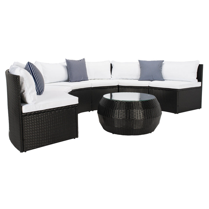Melchiorre Outdoor Sofa Set 6 Seater and 1 Center Table (Black+white)