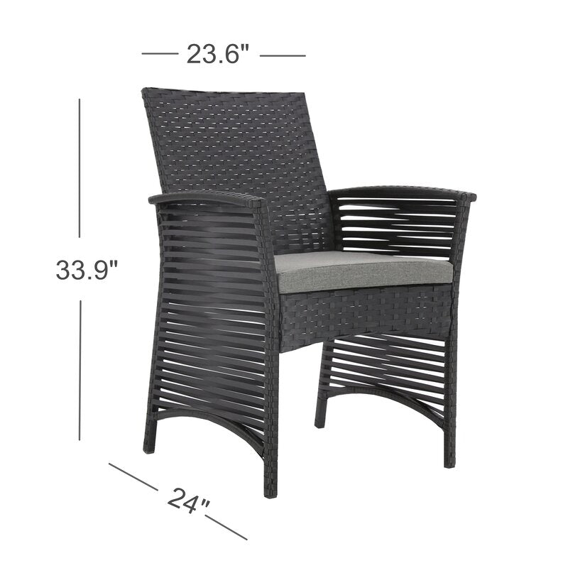 Palermo Outdoor Patio Dining Set 6 Chairs and 1 Table (Black)