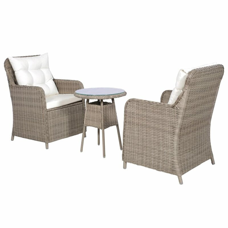 Maddy Outdoor Patio Seating Set 2 Chairs and 1 Table Set (Arabica)