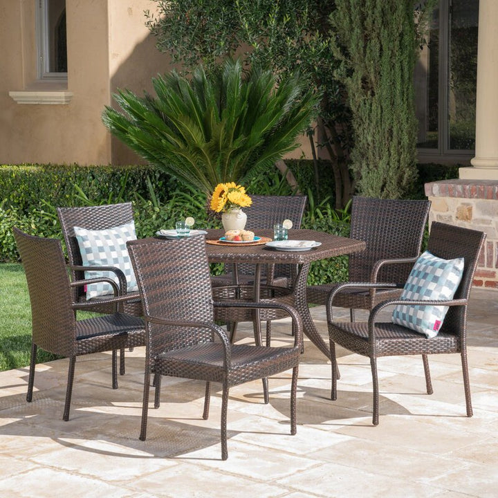 Esposito Outdoor Patio Dining Set 6 Chairs and 1 Table (Brown)