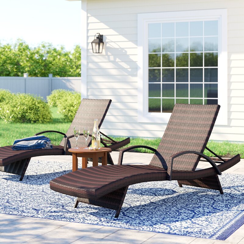 Aver Outdoor Swimming Poolside Lounger Set of 2 (Brown)