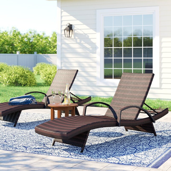 Aver Outdoor Swimming Poolside Lounger Set of 2 (Brown)