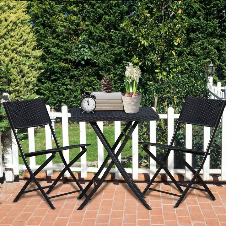 Ahou Outdoor Patio Seating Set 2 Chairs and 1 Table Set (Black)