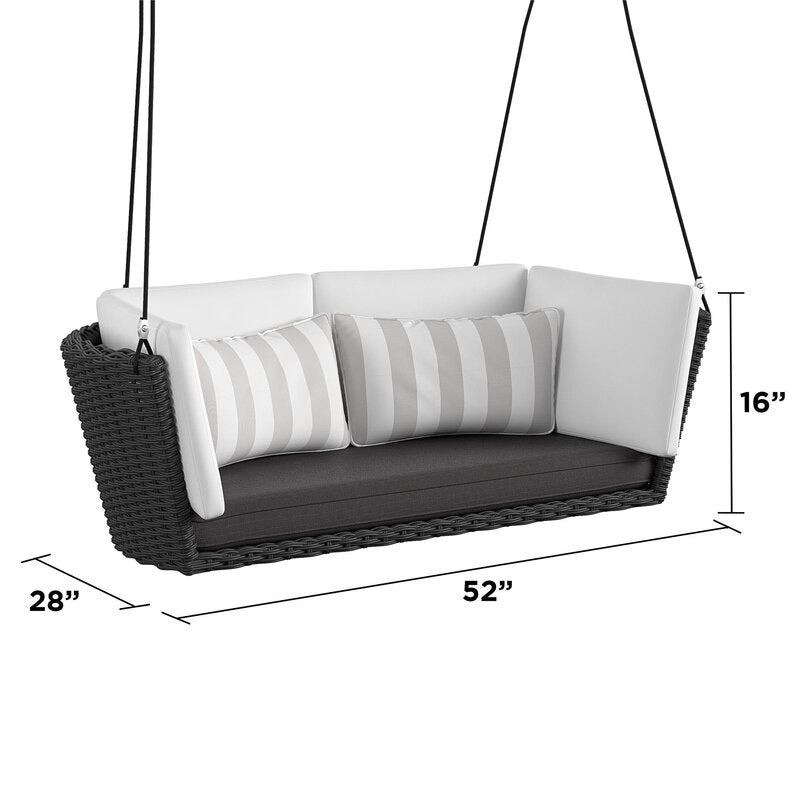 Benigno Double Seater Hanging Swing Without Stand For Balcony , Garden Swing (Black)