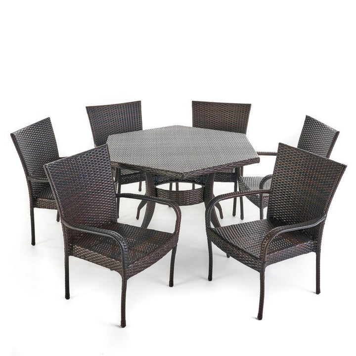 Esposito Outdoor Patio Dining Set 6 Chairs and 1 Table (Brown)