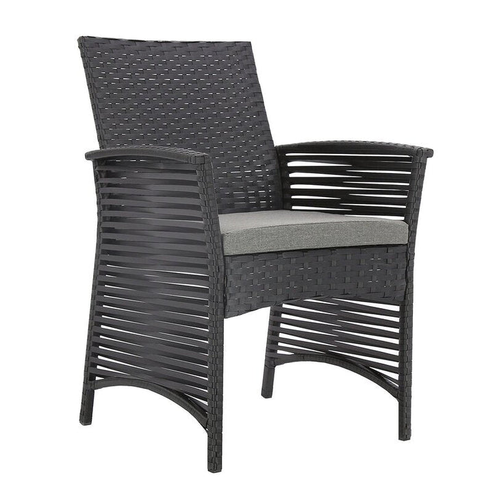 Luca Outdoor Patio Dining Set 4 Chairs and 1 Table (Black)