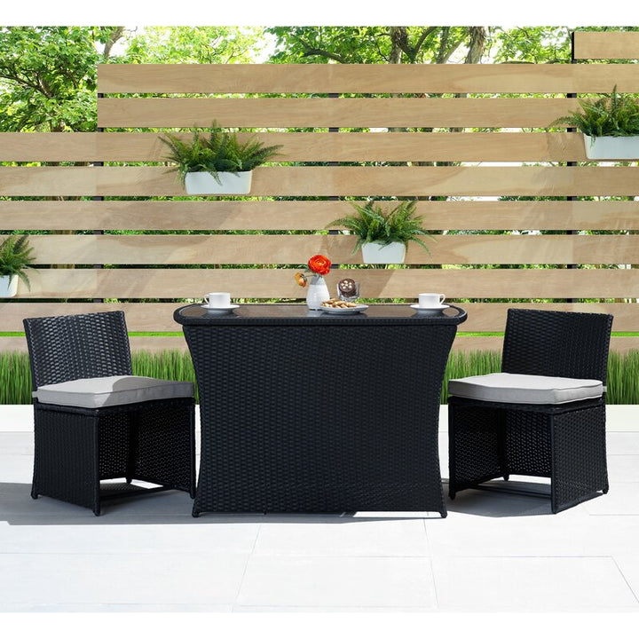 Pru Outdoor Patio Seating Set 2 Chairs and 1 Table Set (Black)