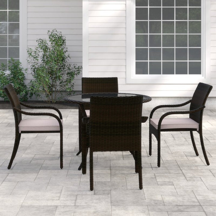 Angelo Outdoor Patio Dining Set 4 Chairs and 1 Table (Brown)