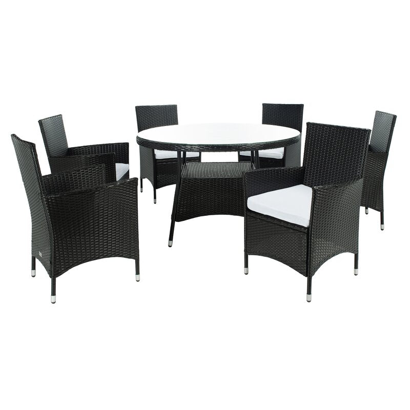 Salvatrice Outdoor Patio Dining Set 6 Chairs and 1 Table (Black)