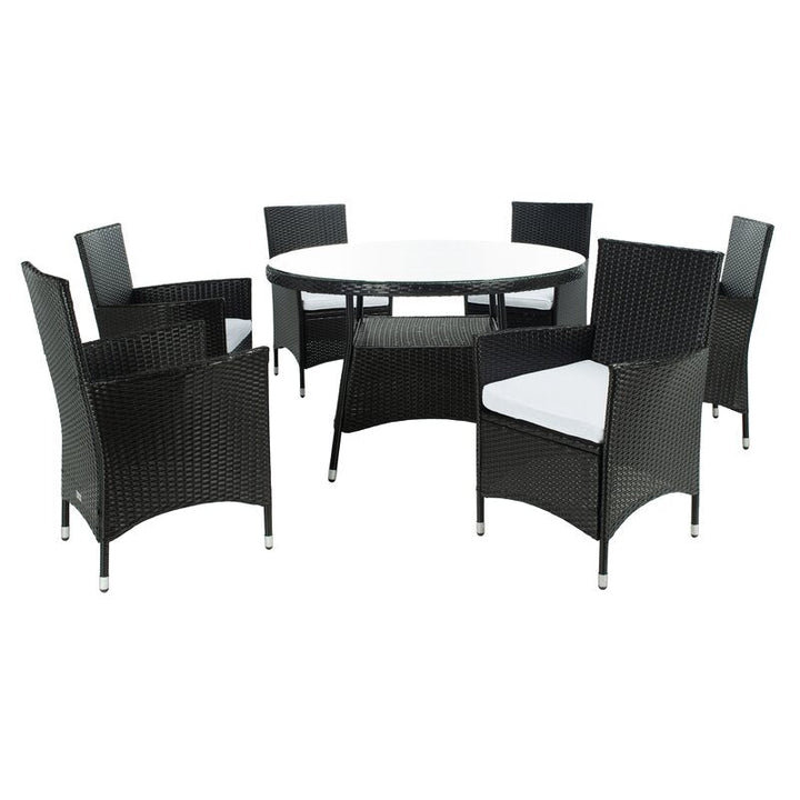 Salvatrice Outdoor Patio Dining Set 6 Chairs and 1 Table (Black)