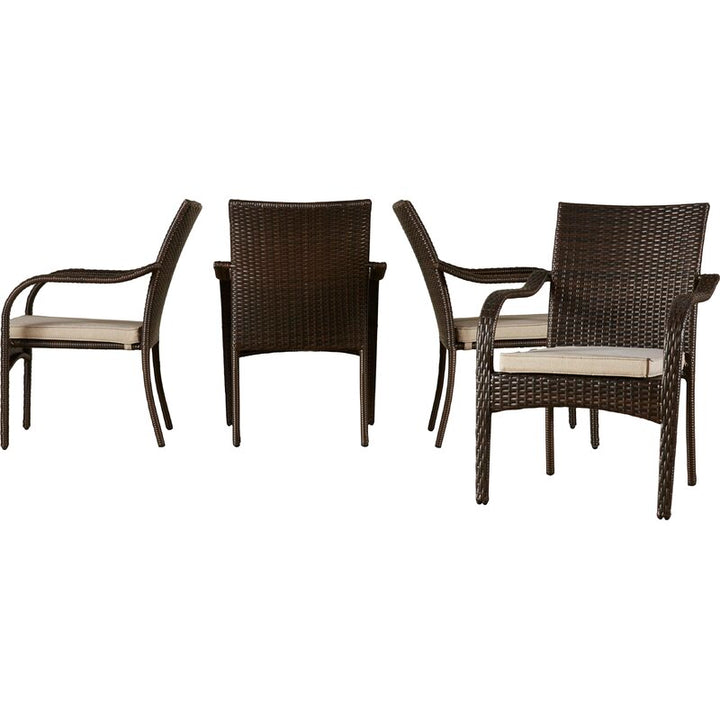 Angelo Outdoor Patio Dining Set 4 Chairs and 1 Table (Brown)