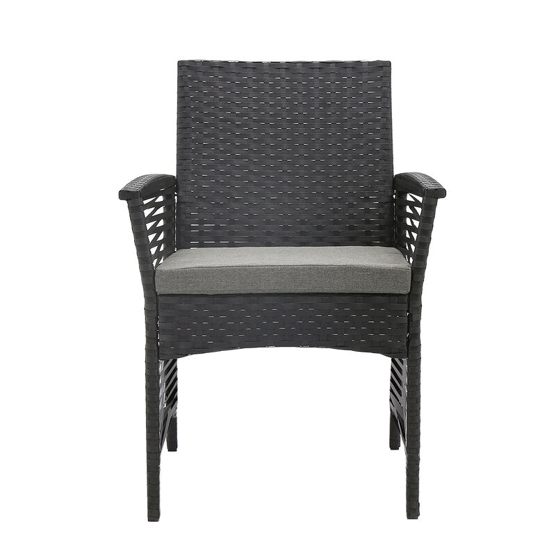 Luca Outdoor Patio Dining Set 4 Chairs and 1 Table (Black)