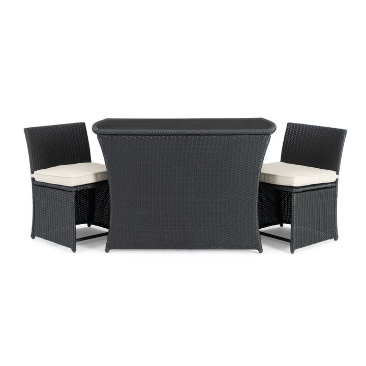Pru Outdoor Patio Seating Set 2 Chairs and 1 Table Set (Black)