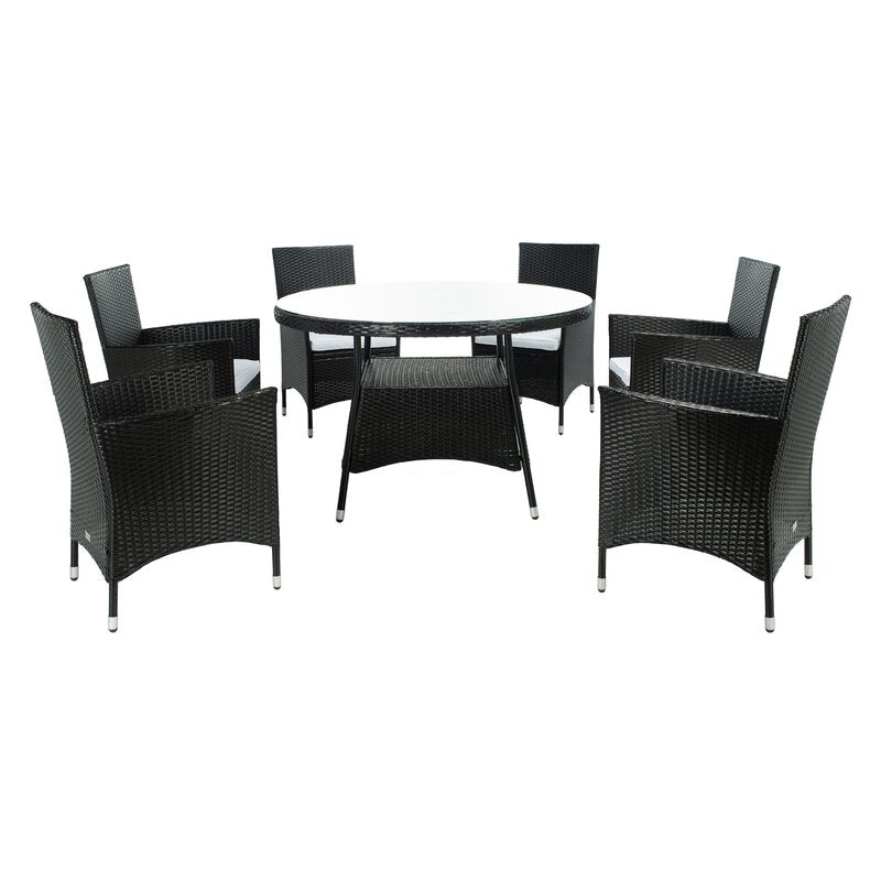 Salvatrice Outdoor Patio Dining Set 6 Chairs and 1 Table (Black)
