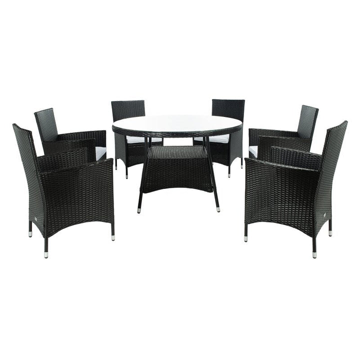 Salvatrice Outdoor Patio Dining Set 6 Chairs and 1 Table (Black)