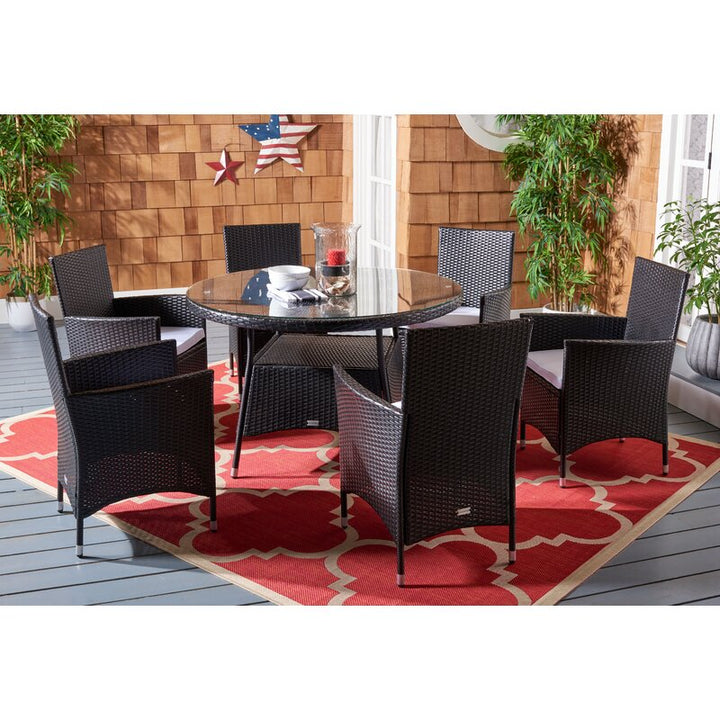 Salvatrice Outdoor Patio Dining Set 6 Chairs and 1 Table (Black)