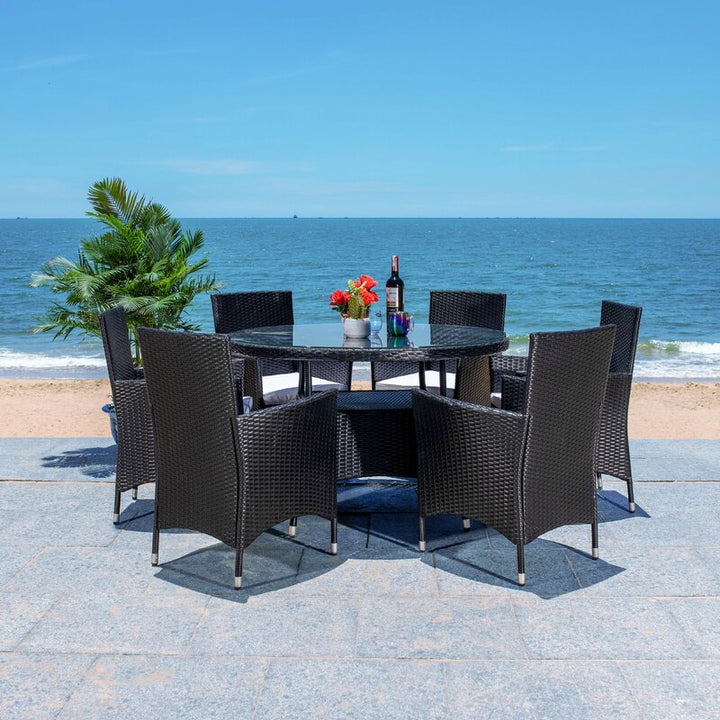 Salvatrice Outdoor Patio Dining Set 6 Chairs and 1 Table (Black)