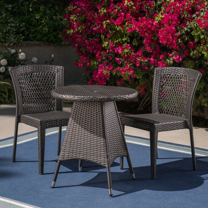 Sammy Outdoor Patio Seating Set 2 Chairs and 1 Table Set (Black)