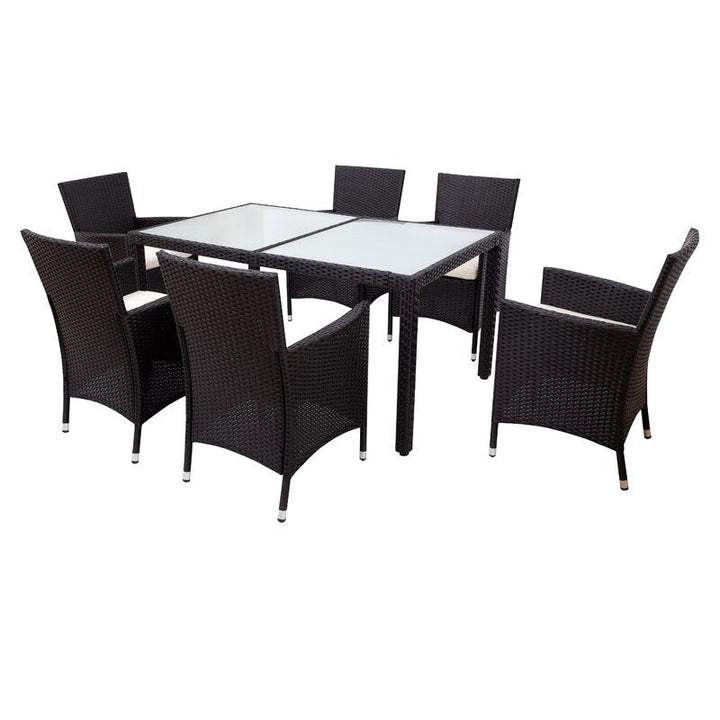 Orso Outdoor Patio Dining Set 6 Chairs and 1 Table (Black)