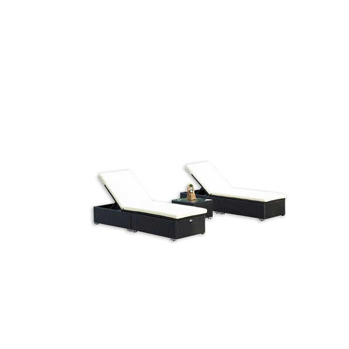 Begin Outdoor Swimming Poolside Lounger (Set of 2) With Side Table (Black)