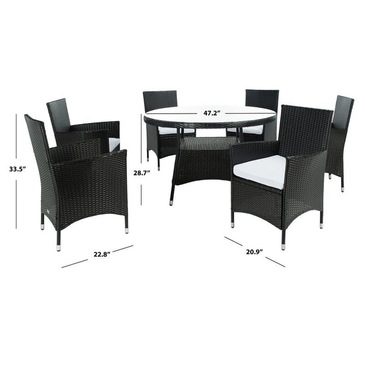 Salvatrice Outdoor Patio Dining Set 6 Chairs and 1 Table (Black)