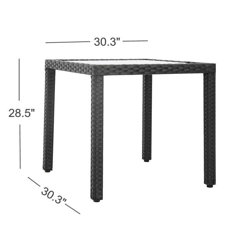 Luca Outdoor Patio Dining Set 4 Chairs and 1 Table (Black)