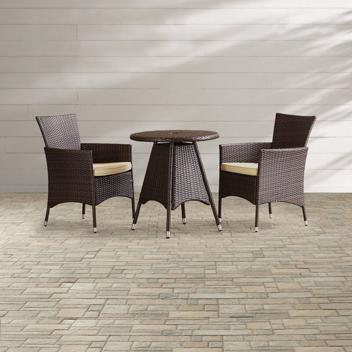Nitara Outdoor Patio Seating Set 2 Chairs and 1 Table Set (Dark Brown)