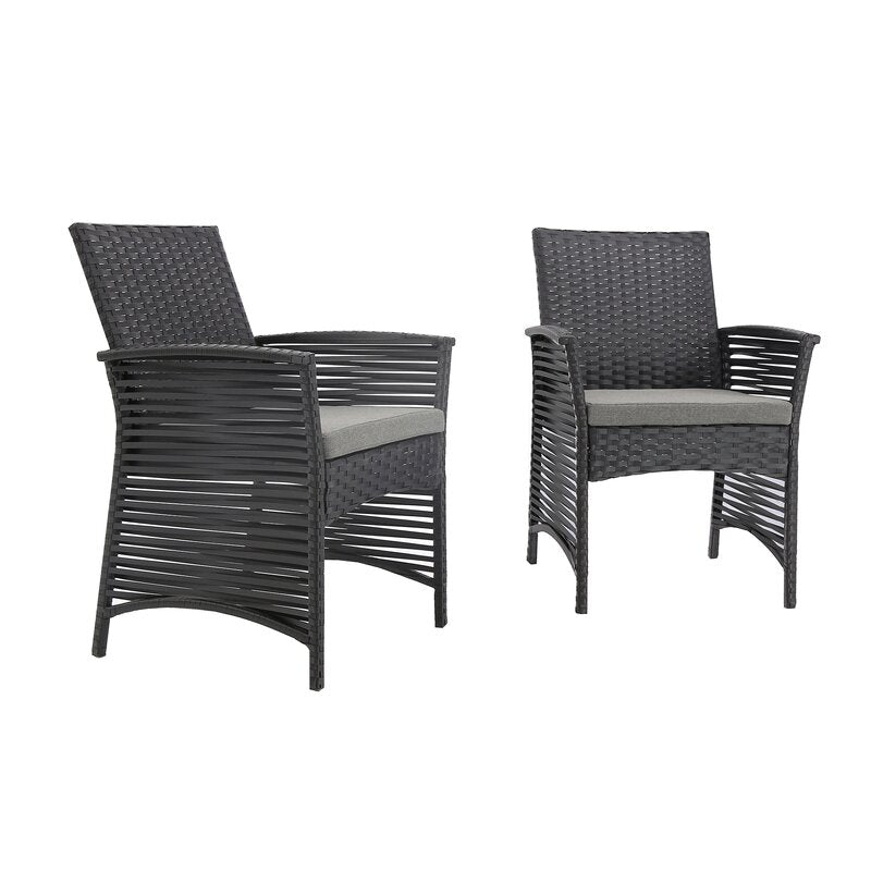 Luca Outdoor Patio Dining Set 4 Chairs and 1 Table (Black)