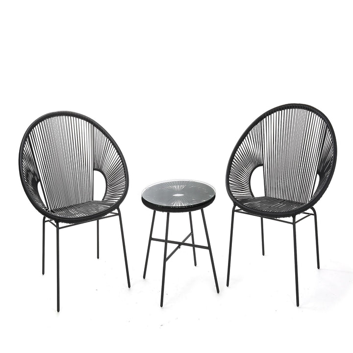 Misht Outdoor Patio Seating Set 2 Chairs and 1 Table Set (Black)