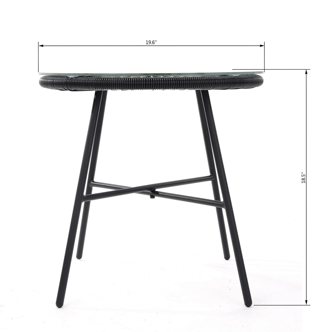 Misht Outdoor Patio Seating Set 2 Chairs and 1 Table Set (Black)