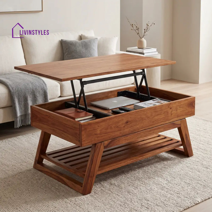 Ezhil Sheesham Wood Lift Top Coffee Table for Living Room