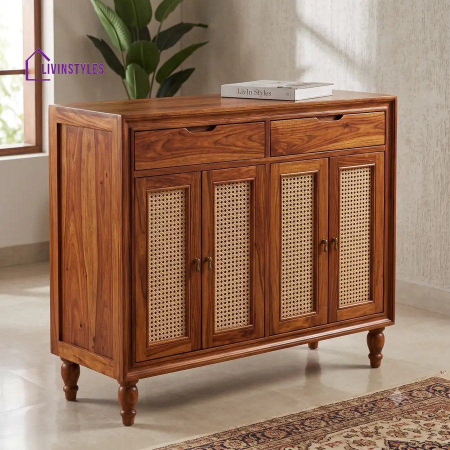 Ezhil Sheesham Wood Shoe Rack | Wooden Shoe Cabinet