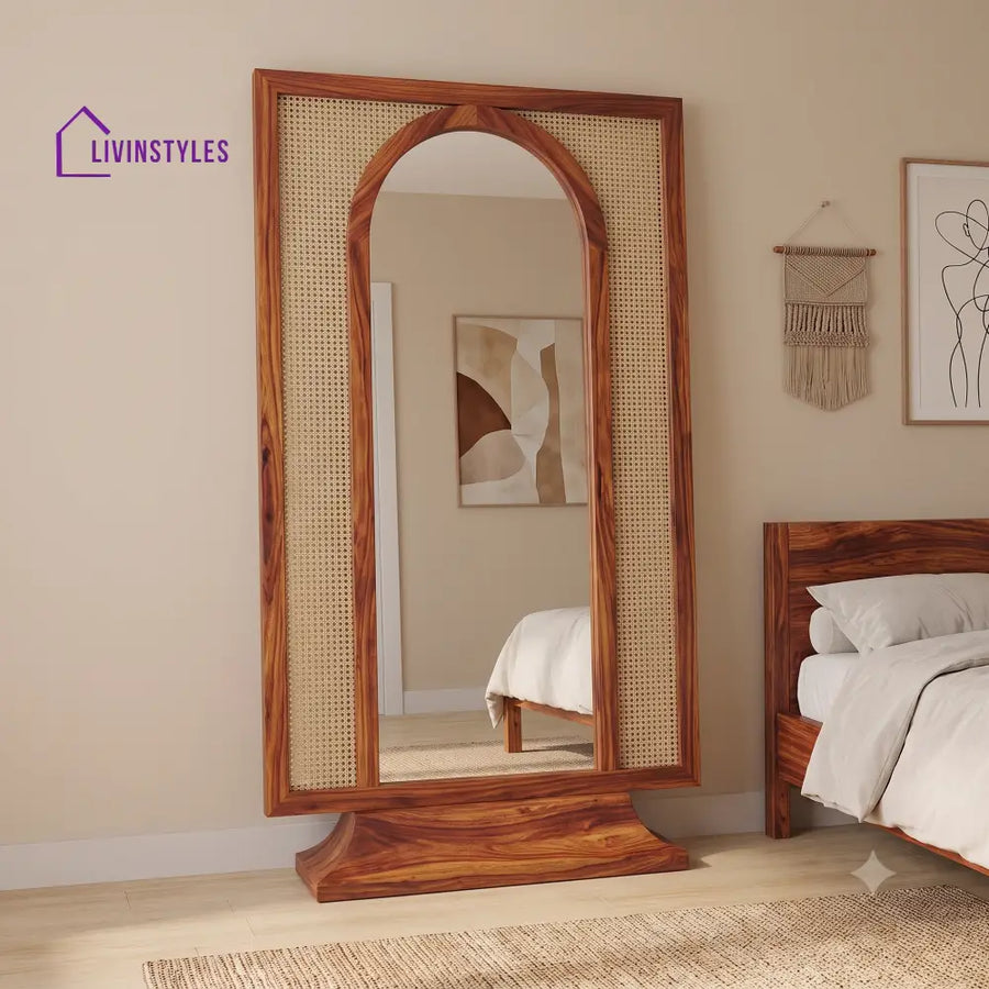 Ezhil Wooden Full Length Mirror for Bedroom & Living Room