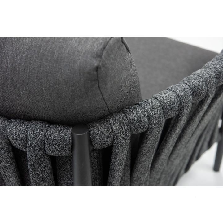 Pablo Outdoor Garden Balcony Sofa Set 3 Seater, 2 Single seater and 1 Table Set Braid & Rope (Dark Grey)