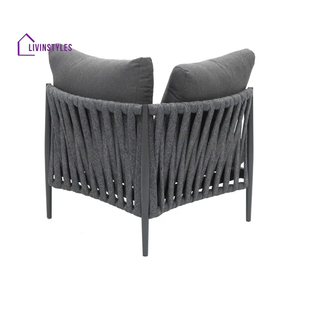 Fabian Outdoor Garden Balcony Sofa Set 5 Seater and 1 Center Table Set Braid & Rope (Dark Grey) - Sofa Sets