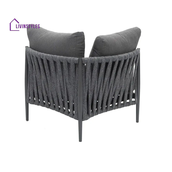 Fabian Outdoor Garden Balcony Sofa Set 5 Seater and 1 Center Table Set Braid & Rope (Dark Grey) - Sofa Sets