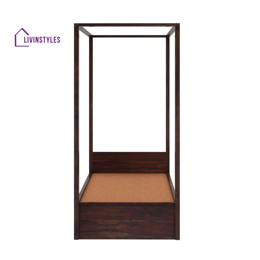 Fabiola Solid Sheesham Wood Single Bed With Box Storage (Walnut Finish) Bed