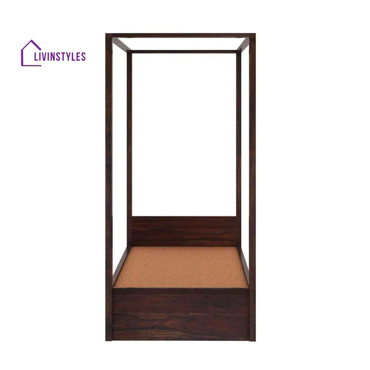 Fabiola Solid Sheesham Wood Single Bed With Box Storage (Walnut Finish) Bed