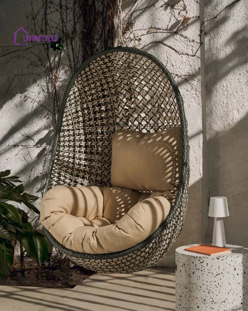 Fabula Single Seater Hanging Swing Without Stand For Balcony Garden Swing (Beige) - Swings