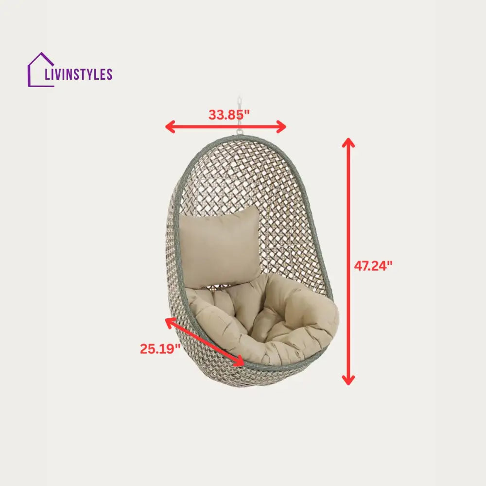 Fabula Single Seater Hanging Swing Without Stand For Balcony Garden Swing (Beige) - Swings