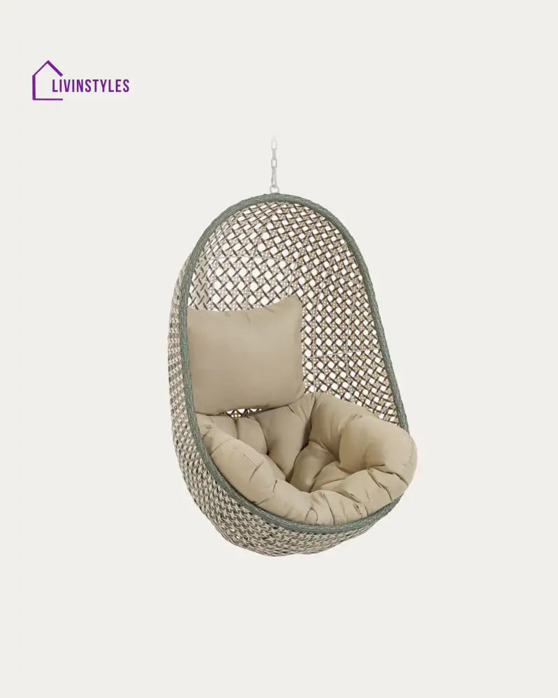 Fabula Single Seater Hanging Swing Without Stand For Balcony Garden Swing (Beige) - Swings