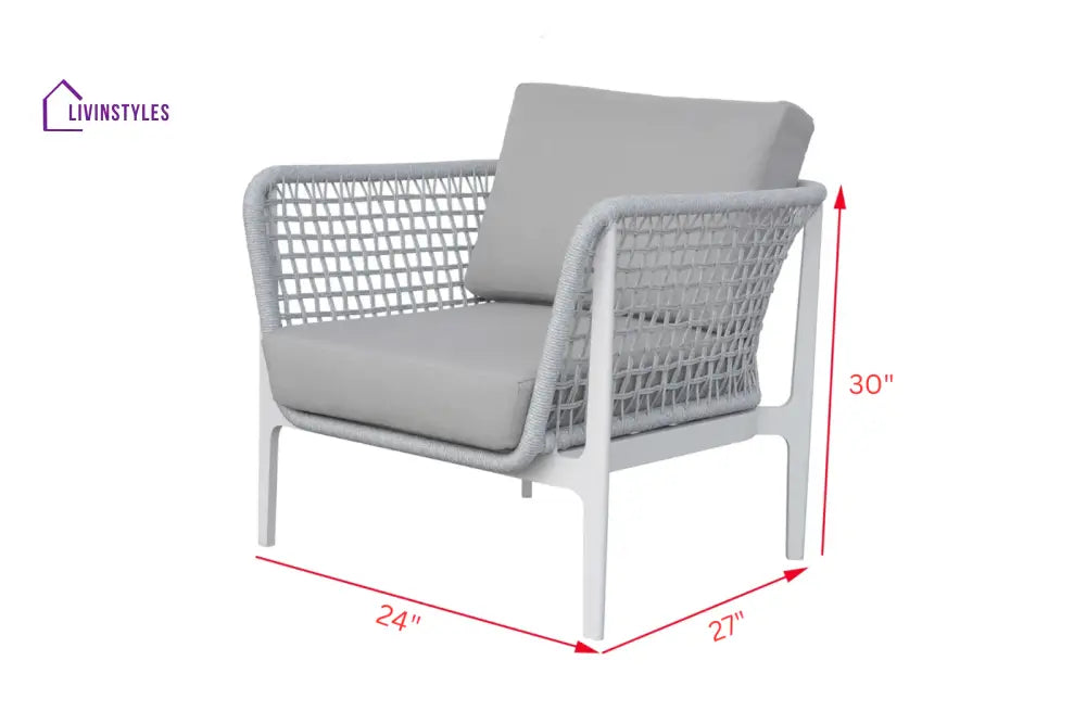 Fadad Outdoor Garden Balcony Sofa Set 2 Seater 2 Single seater and 1 Center Table Set Braid & Rope(Grey) - Sofa Sets