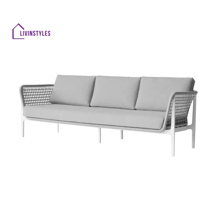 Fadad Outdoor Garden Balcony Sofa Set 2 Seater 2 Single seater and 1 Center Table Set Braid & Rope(Grey) - Sofa Sets